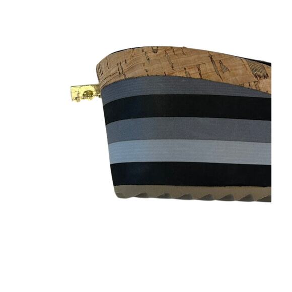 Skechers Platform Sandals Women's Memory Foam Black Wedge Cork Cloth Size 7 - Picture 3 of 8